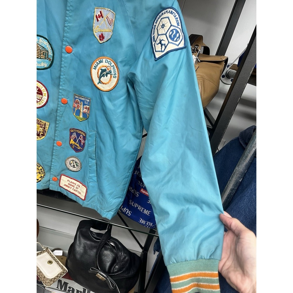 Vintage 1970s Sears Miami Dolphins Multi Patch Snap Coach Jacket Youth L/Men's S - Picture 5 of 13